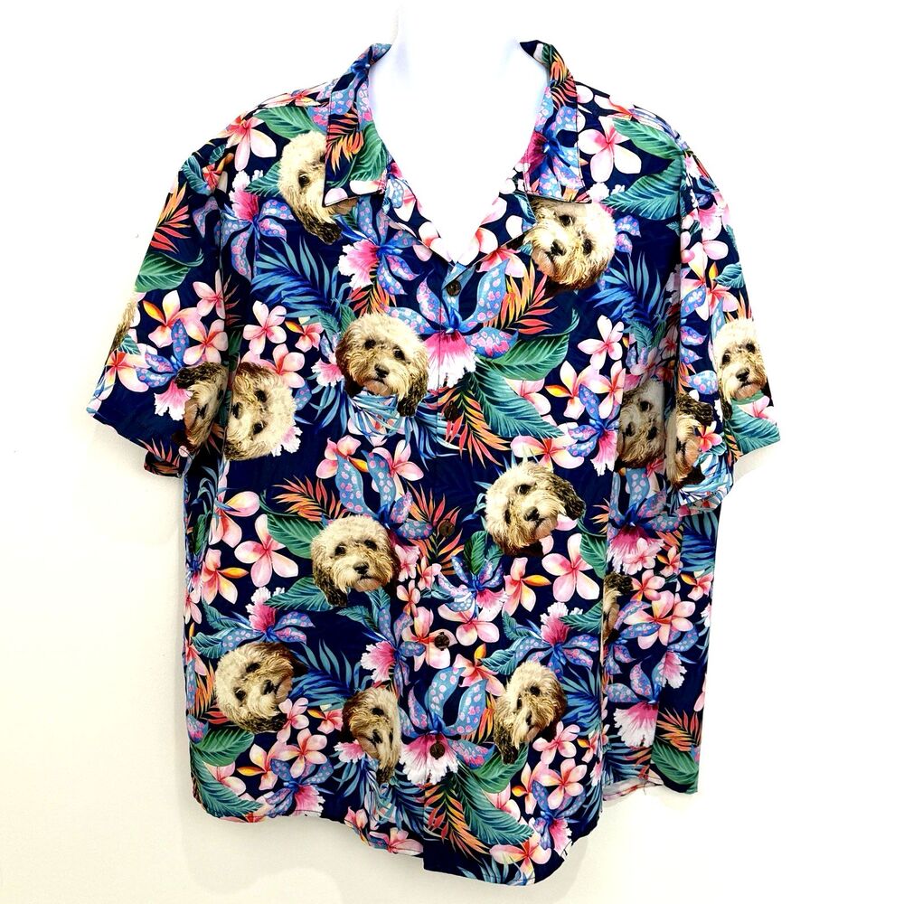 Goldendoodle Print Men's Hawaiian Shirt Tropical Button Up GarmentOne 2XL